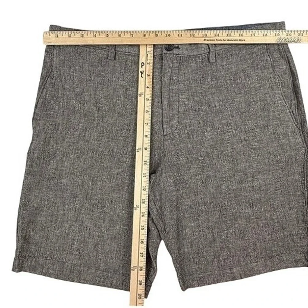 Banana Republic Aiden Shorts Mens 38 Grey Linen Cotton Blend Flat Front 9 Inseam